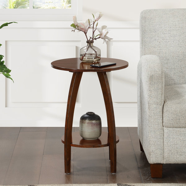 Round side table with shelf discount